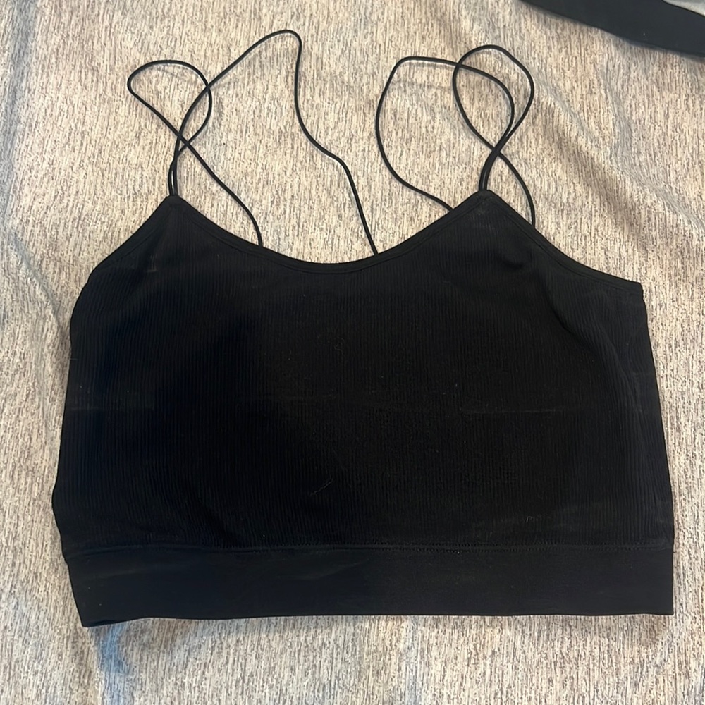 Black strappy crop top